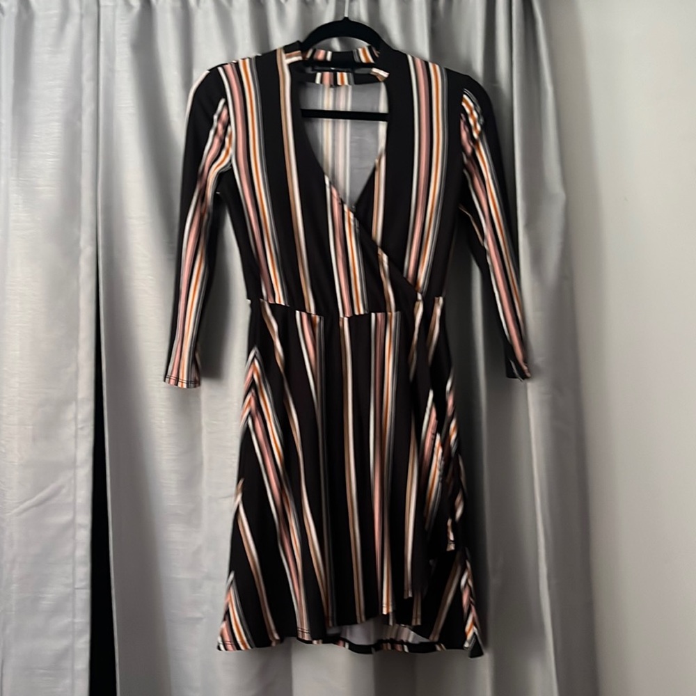 long sleeve dress with cute open neck